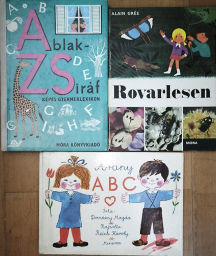 Donászy Magda, Alain Grée: 3db gyermekeknek szóló klasszikus ismeretterjesztő - Arany ABC, Ablak-zsiráf, Rovarlesen antikvár