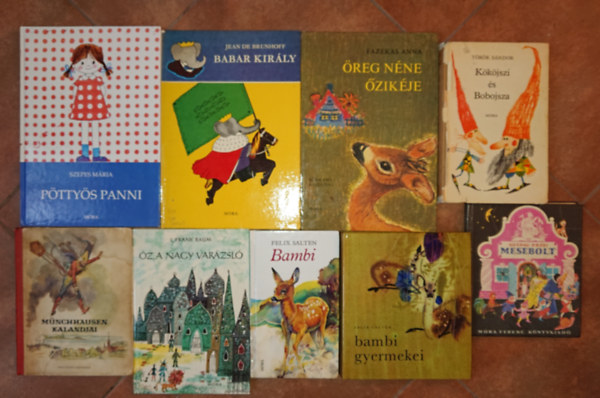 Gazdag Erzsi, Felix Salten, Frank Baum, Török Sándor, Fazekas Anna, Jean de Brunhoff, Szepes Mária: 9 klasszikus mesekönyv: Mesebolt, Bambi, Bambi gyermekei, Óz, a nagy varázsló, Münchhausen kalandjai, Kököjszi és Bobojsza, Öreg néne őzikéje, Pöttyös Panni, Babar király antikvár