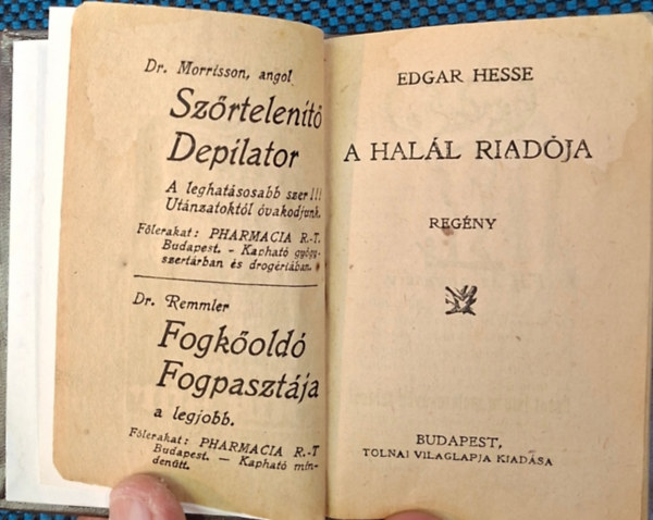 Edgar Hesse: A halál riadója - minikönyv antikvár