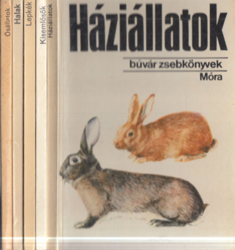5 db Búvár zsebkönyvek: Ősállatok + Halak + Lepkék + Kisemlősök + Háziállatok antikvár