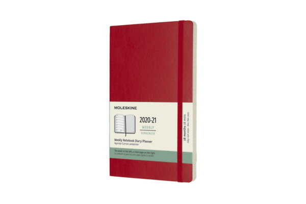 Moleskine határidőnapló 2020/21 18 hónap heti puha piros "L" naptár