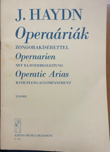 Joseph Haydn: Operaáriák – tenor hangra, zongorakísérettel antikvár