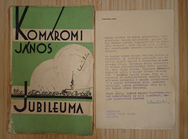Komáromi János: Jubileum + a szerző gépelt, aláírt levele antikvár
