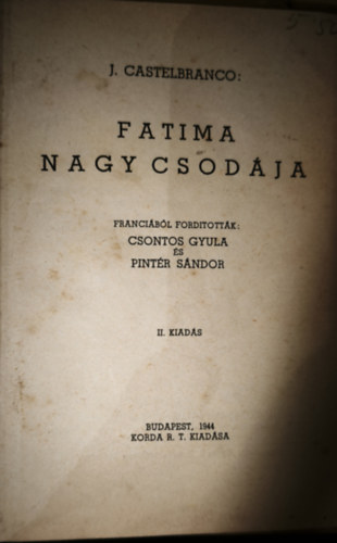 J. Castelbranco: Fatima nagy csodája antikvár