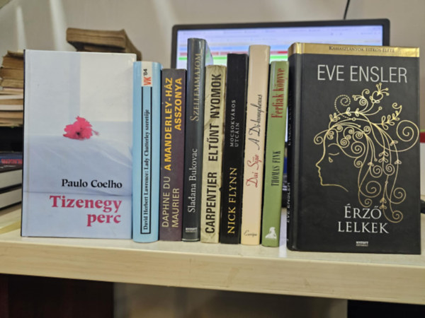 Paulo Coelho, David Herbert Lawrence, Daphne Du Maurier, Sladana Bukovac, Alejo Carpentier, Nick Flynn, Dai Sijie, Thomas Fink, Eve Ensler: 9db kortárs regény, KÖNYVMENTŐ AJÁNLAT: Tizenegy perc+ Lady Chatterley szeretője+ A Manderley-ház asszonya+ Szellemmajom+ Eltűnt nyomok+ Mocsokváros utcáin+ A Di-komplexus+ Férfiak könyve+ Érző lelkek antikvár