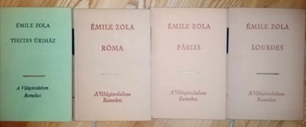 Émile Zola: (4 db) Émile Zola könyvcsomag: Tisztes úriház / Róma / Párizs / Lourdes (Három város I-III.) antikvár