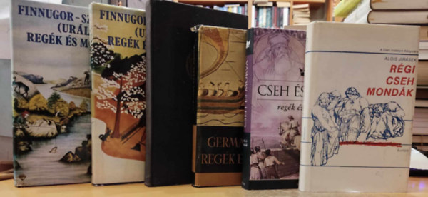 Alois Jirásek, Alena Jezková, Dömötör Tekla, Trencsényi-Waldapfel Imre, Domokos Péter: 6 db Görög regék; Germán, kelta regék és mondák; Cseh és Morva regék és mondák; Régi Cseh mondák; Finnugor-Szamojéd (uráli) regék és mondák I-II- antikvár