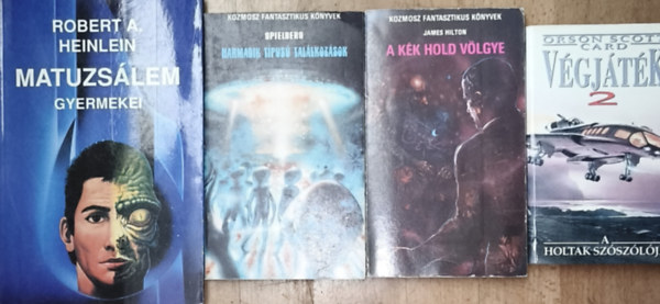 Robert A. Heinlein, Orson Scott Card, James Hilton, Steven Spielberg: 4db sci-fi regény - Orson Scott Card-Végjáték 2, James Hilton-A kék hold völgye, Spielberg-Harmadik típusú találkozások, Robert A. Heinlein-Matuzsálem gyermekei antikvár