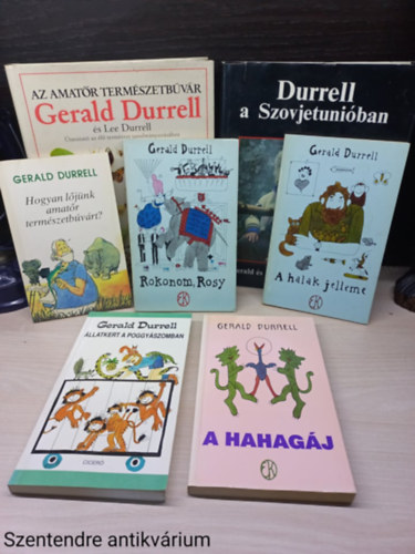 Gerald Durrel: Gerald Durrel könyvcsomag (17 darab)(Saját képpel) Az amatőr természetbúvár, Durell a Szovjetúnióban, Vadállatok bolondja, Állatkert a kastély körül, Vadak a vadonban, Aranydenevérek rózsaszín galambok(...) könyv