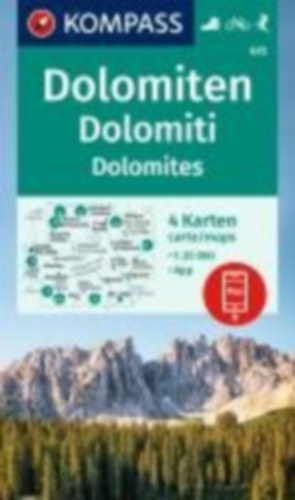 KOMPASS Wanderkarten-Set 672 Dolomiten, Dolomiti, Dolomites (4 Karten) 1:35.000 idegen