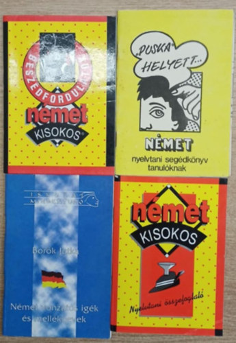4 db német nyelvtanulás füzet: Német kisokos (Beszédfordulatok) - Német nyelvtani segédkönyv tanulóknak - Német kisokos (Nyelvtani összefoglaló) - Német vonzatos igék és melléknevek antikvár