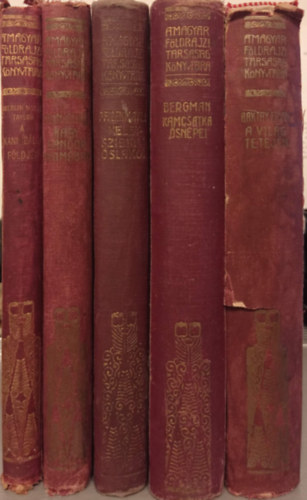 5 DB A MAGYAR FÖLDRAJZI TÁRSASÁG KÖNYVTÁRA SOROZATBÓL:TAYLOR:A KANNIBÁLOK FÖLDJÉN+STEIN:NAGY SÁNDOR NYOMÁBAN+PFIZENMAYER:KELET- SZIBÉRIA ŐSLAKÓI+BERGMAN:KAMCSATKA ŐSNÉPEI+BAKTAY:A VILÁG TETEJÉN antikvár