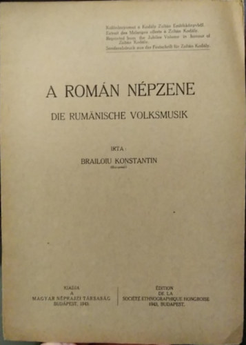 Brailoiu Konstantin: A román népzene - Die Rumanische Volksmusik antikvár
