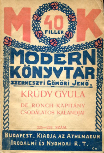 Krúdy Gyula: De Ronch Kapitány Csodálatos Kalandjai antikvár