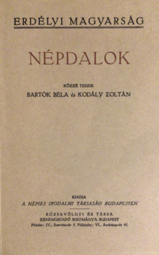 Bartók Béla-Kodály Zoltán: Népdalok antikvár