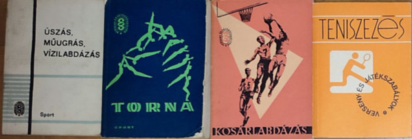4db sportokkal kapcsolatos szabálykönyv - Teniszezés-Verseny-és játékszabályok, Torna-Verseny-és játékszabályok, Úszás, műugrás, vízilabdázás-Verseny-és játékszabályok, Kosárlabdázás-Verseny-és játékszabályok antikvár