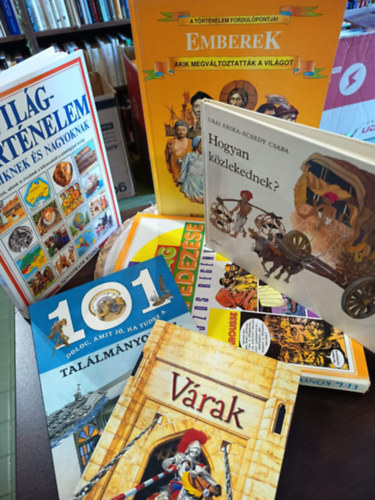 Urai ErikaEcsedy Csaba, Milani, Mino-Castex, Carlo, P.-Dineen J. Wilkinson, Jane Chisholm: Történelmi ismeretterjesztő könyvek gyerekeknek 6 darabos KÖNYVMENTŐ AJÁNLAT: Hogyan közlekednek?, Várak, 101 dolog, amit jó, ha tudsz a találmányokról, A világ felfedezése rajzos regényekben, Emberek, akik megváltoztatták a világot, Világtörténelem kicsi antikvár