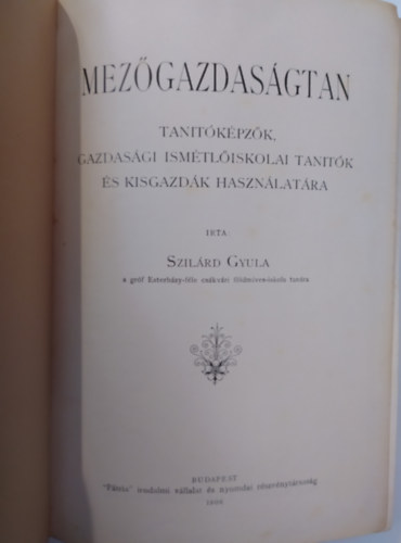 Szilárd Gyula: Mezőgazdaságtan könyv