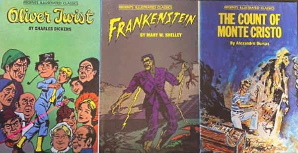 3 db képregény: Oliwer Twist  + Frankenstein + The Count of Monte Cristo (Regents Illustrated Classics) antikvár