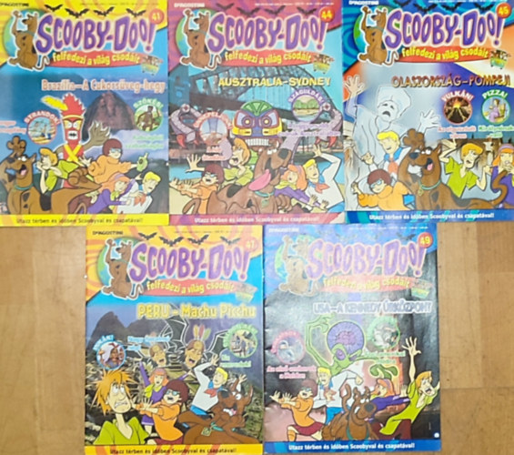 5db képregény a Scooby-Doo! felfedezi a világ csodáit sorozatból - 41. szám, 44. szám, 45. szám, 47. szám, 49. szám antikvár