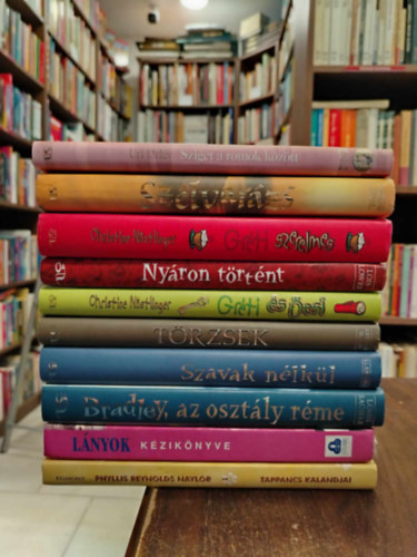 Louis Sachar, Christine Nöstlinger, Uri Orlev, Madeleine L'Engle, Lois Lowry, Arthur Slade, E. L. Konigsburg: KÖNYVMENTŐ AJÁNLAT, 8 db. Ifjúsági könyv. Sziget a romok között +Szélvarázs +Gréti szerelmes +Gréti és öcsi+ Törzsek+ Szavak nélkül+ Bradley, az osztály réme+ Lányok kézikönyve antikvár