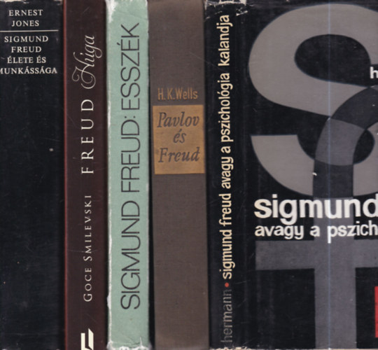 Sigmund Freud: 5 db Freud kötet (Sigmund Reud élete és munkássága + Freud húga + Esszék + Pavlov és Freud + Sigmund Freud avagy a pszichológia kalandja) antikvár