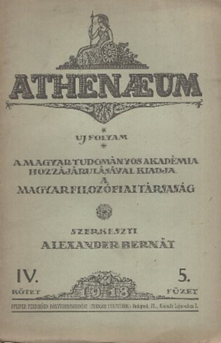 Alexander Bernát (szerk.): Athenaeum Uj Folyam IV. kötet 5. füzet antikvár