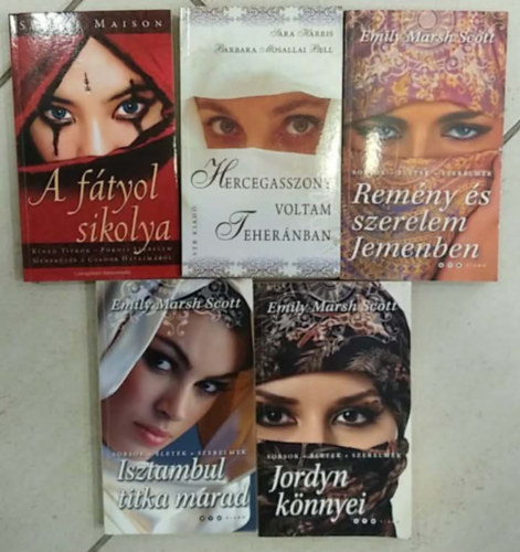 Syndie Maison, Sara Harris-Barbara Mosallai Bell, Emily Marsh Scott: 5 db-os KÖNYVMENTŐ AJÁNLAT, romantikus: A fátyol sikolya+ Hercegasszony voltam Teheránban+ Remény és szerelem Jemenben+ Isztambul titka marad+ Jordyn könnyei antikvár