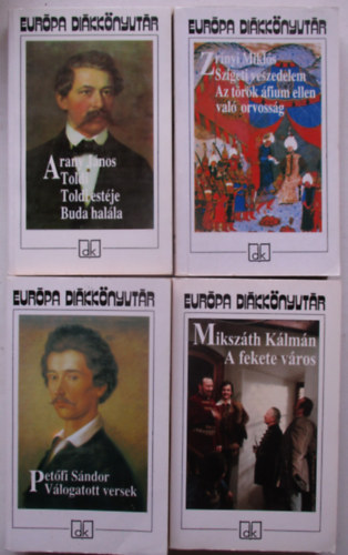 4 db a Diákkönyvtár sorozatból magyar szerzőktől (Szigeti veszedelem, A fekete Város, Petőfi válogatott versek, Toldi trilógia) antikvár