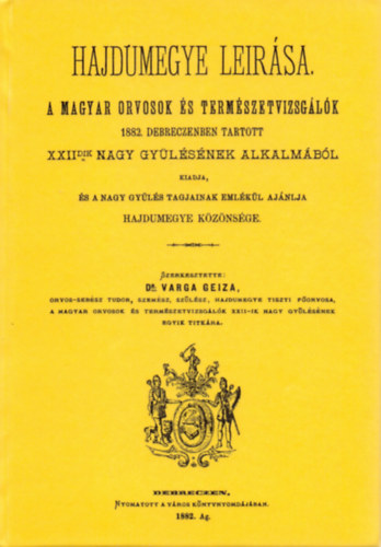 Varga Géza: Hajdumegye leírása könyv