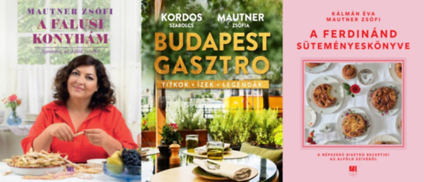 Mautner Zsófi, Kordos Szabolcs, Kálmán Éva: 3 db Mautner Zsófi szakácskönyv: A falusi konyhám - Szeretettel, az Alföld szívéből + Budapest gasztro + A Ferdinánd süteményeskönyve - A népszerű bisztró receptjei az Alföld szívéből antikvár