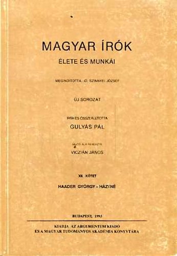 Szinnyei József: Magyar írók élete és munkái XII. kötet antikvár