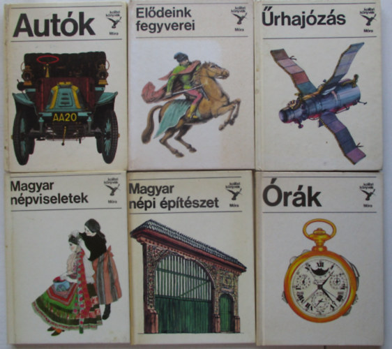6 db Kolibri könyvek (Elődeink fegyverei, Űrhajózás, Autók, Órák, Magyar népviseletek, Magyar népi építészet) antikvár