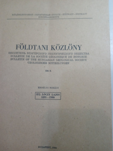 Földtani közlöny - Különlenyomat 114.2. antikvár