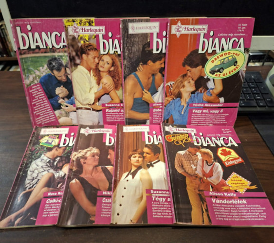 Trisha Alexander, Alison Kelly, Suzanne Carey, Nikki Rivers, Nora Roberts, Cathy Gillen Thacker: 8 db Bianca magazin: 72. füzet - Vagy mi, vagy ő, 87. füzet - Baba, mama, nagymama, 74. füzet - Rajzold újra, Sam!, 80. füzet - Vándorlélek, 84. füzet - Tégy apává!, 76. füzet - Csak a testemen keresztül!, 88. füzet - Csiku-csuki, antikvár