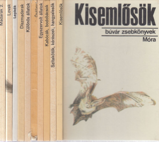 10 db. Búvár zsebkönyvek (Kisemlősök, Szitakötők, kérészek, hangyalesők + Kabócák, bodobácsok + Egyszervolt állatok + Ősállatok + Különös állatok + Díszmadarak + Lepkék + Lovak + Madarak 2.) antikvár