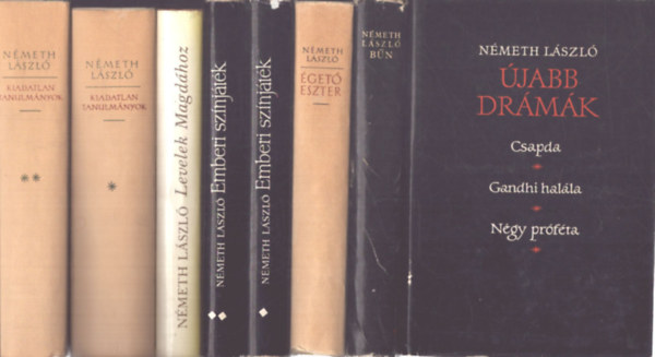 Németh László: 6 Németh László mű (8 kötetben): Kiadatlan tanulmányok I-II. - Levelek Magdához - Emberi színjáték I-II. - Égető Eszter - Bűn - Újabb drámák antikvár