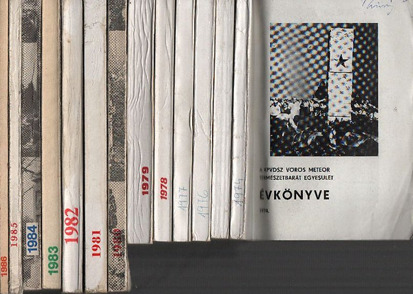 A KPVDSZ Vörös Meteor Természetbarát Egyesület évkönyvei (1974, 1975, 1976, 1977, 1978, 1979, 1980, 1981, 1982, 1983, 1984, 1985, 1986)- 13 db. antikvár