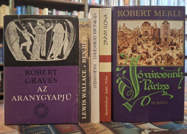 Robert Graves, Lewis Wallace, Stefan Heym, Robert Merle, Szentmihályiné Szabó Mária: 5 db történelmi regény, KÖNYVMENTŐ AJÁNLAT: Az aranygyapjú, Ben-Hur, Dávid király krónikája, Jó városunk, Párizs, Zrínyi Ilona antikvár