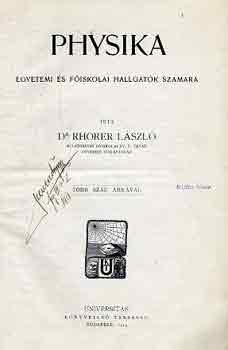 Dr. Rhorer László: Physika antikvár