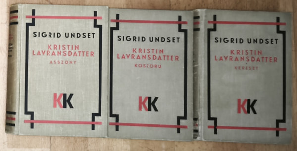 Sigrid Undset: 3db Sigrid Undset-Kristin Lavransdatter-Koszorú, Asszony, Kereszt antikvár