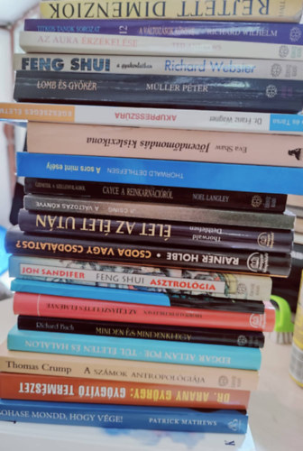 Patrick Mathews, Dr. Arany György, Thomas Crump, Edgar Allan Poe, Thorwald Dethlefsen, Jon Sandifer, Rainer Holbe, Noel Langley, Eva Shaw, Franz Dr. Wagner, Müller Péter, Richard Webster, Ted Andrews, Richard Wilhelm, Edward T. Hall, Farkas Endre: 21db-os ezoterikus könyvcsomag: A lélek egészségkönyve+ Sohase mondd hogy vége+ Gyógyító természet+ A számok antropológiája+ Túl életen és halálon+ Minden és mindenki egy+ Az újjászületés élménye+ Az értelemig és tovább+ Feng shui asztrológia+ könyv