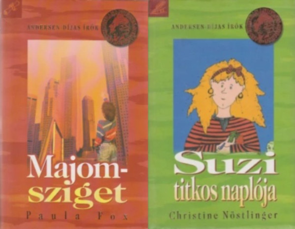 Christine Nöstlinger, Paula Fox: 2 db ifjúsági regény az  Andersen-díjas írók sorozatból: Suzi titkos naplója-Paul titkos naplója + Majomsziget antikvár
