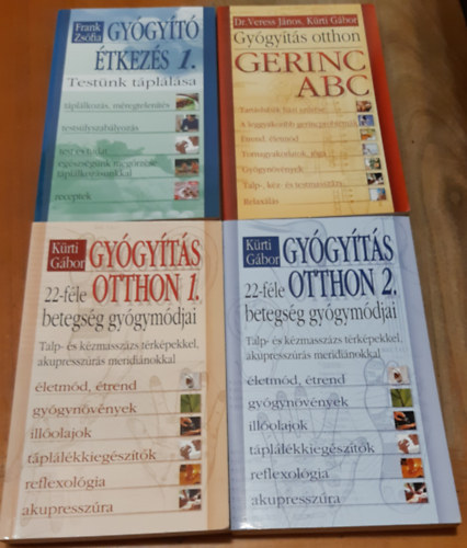 Frank Zsófia - Kürti Gábor: Gyógyítás otthon 1-2. (Talp- és kézmasszázs térképekkel, akupresszúrás meridiánokkal + 22-féle betegség gyógymódjai) + Gerinc ABC + Gyógyító étkezés 1. antikvár