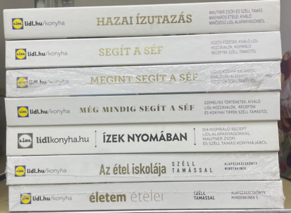 Mautner Zsófi, Széll Tamás: 7 db Lidl szakácskönyv - Hazai ízutazás, Segít a séf, Megint segít a séf, Még mindig segít a séf,Ízek nyomában, Az étel iskolája,Életem ételei antikvár