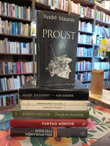 André Maurois, Vezér Erzsébet, Sükösd Mihály, Tótfalusi István, Joseph Heller, Vujity Tvrtko: Tényirodalom, életrajz 7 darabos KÖNYVMENTŐ AJÁNLAT: Proust, Ady Endre, Hemingway világa, Shelley világa, Öregkori önarckép, Pokoli történetek-Tvrtko könyve, Pokoli történetek különkiadás antikvár
