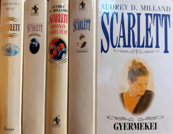 Audrey D. Milland, Alexandra Ripley: 4 db Scarlett kötet: Scarlett, Scarlett örökében, Scarlett - Ahonnan a szél fújt, Scarlett gyermekei antikvár