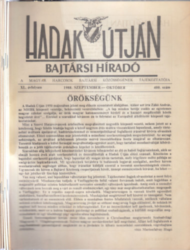 Borbás Károly: 5 db. Hadak útján- Bajtársi híradó lapszám (1988. szeptember-október, 1988. november-december, 1989. január-február, 1990. szeptember-október, 1991. január-február) antikvár