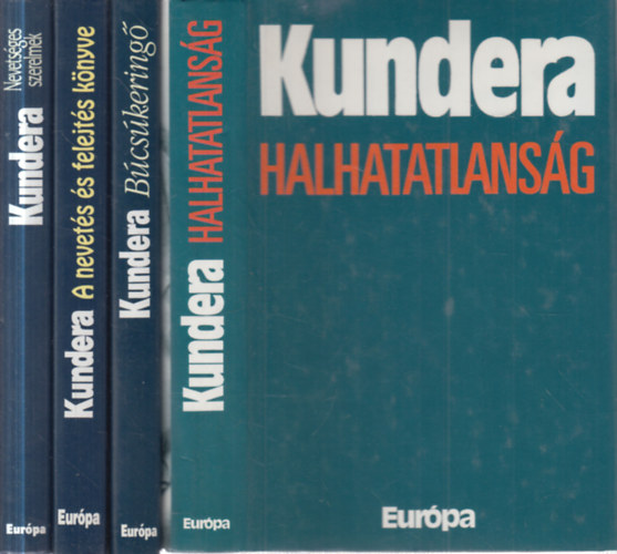Milan Kundera: 4 db. Kundera kötet (Halhatatlanság + Búcsúkeringő + A nevetés és felejtés könyve + Nevetséges szerelmek) antikvár