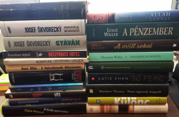 Thornton Wilder, Matthew Thomas, Josef Skvorecky, Arthur Koestler, Salman Rushdie, Henry Miller, Leslie Waller, Nedim Gürsel, Katie Khan, Thomas Mann, Esmahan Aykol, Roy  Jacobsen, Benedict Wells, Lucian Dan Teodorovici, Bruce Machart: 20 db szépirodalom - KÖNYVMENTŐ AJÁNLAT: Allah lányai, A pénzember, A múlt sebei, Theophilus North, A bábmester börtönévei, 90 perc, Nem vagyunk magunk, Különc, A láthatatlanok, A Buddenbrook ház, Csoda, Gyávák, Boszporusz Hotel, Sötétség délben, antikvár
